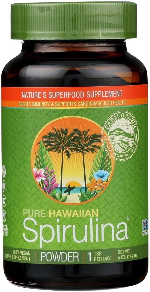 Ren Hawaiian Spirulina Powder Natural Premium Spirulina från Hawaii Vegan, icke-GMO, immunitetsstöd - Superfood Supplement & Natural Multivitamin, 5 Ounce
