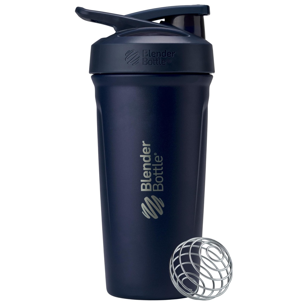 BlenderBottle Sport isolerade rostfritt stål Shaker Bottle med Wire Whisk, 24-Ounce, Navy - Protein Shakes & Hydration för idrottare & Fitness Entusiaster, Easy Mixing, håller Drinks Cold, Lockable Lid