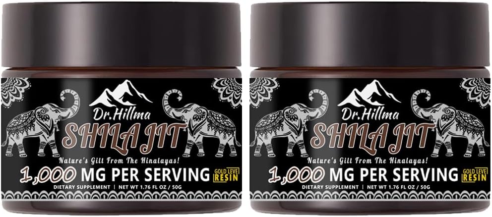 Rena Shilajit Resin, Autentisk Gyllene Grad A,1000mg Maximal Potency Organic Natural Shilajit Resin med Fulvic Acid för energi, Immun Support, 50 Grams,2 Pack