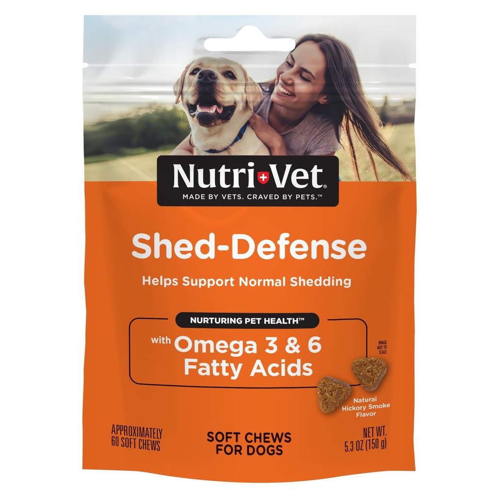 Nutri-Vet Shed Defense Soft Chews for Dogs, Skin and Coat Supplement for Dogs, Omega 3 från Fish Oil, Dry & Itchy Skin Relief Treatment, Puppy Essentials, 60 Soft Chews