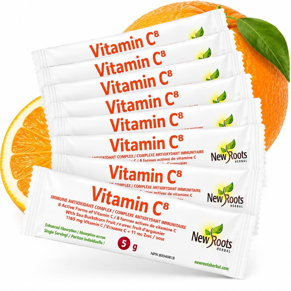 Vitamin C8 Powder Immune Support (30 Sachets) Utsökt dryck med 8 olika former av vitamin C, elektrolyter, bioflavonoider och grönt te för maximal absorption och antioxidantförsvar