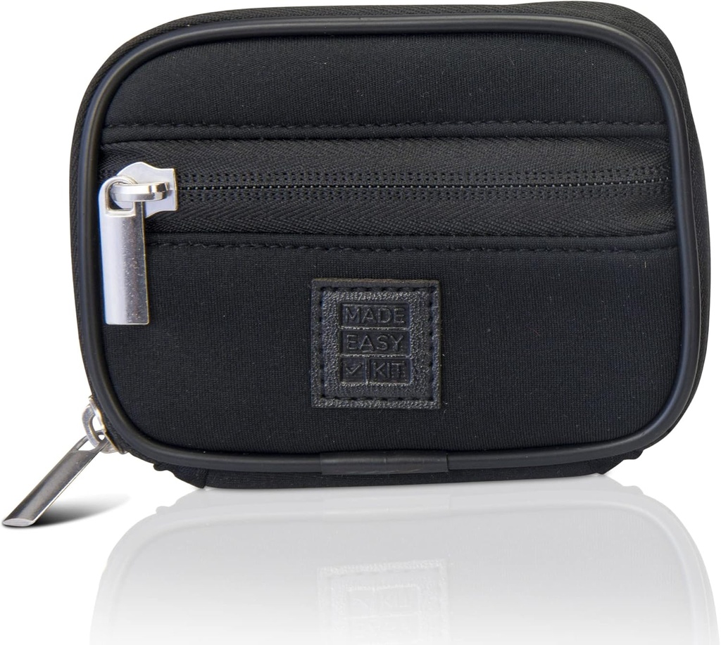 Made Easy Kit Pill Case - Weekly Medicine Organizer med Avtagbar Seven-Day Vitamin & Supplement Box - Premium Neoprene för Travel Purse Accessory (Black)