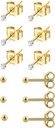 6Pairs 2mm/3mm kirurgiska stålhypoallergena piercingstuds, 20G 14K Real Gold Fylld Tiny Stud Earrings Set för Multiple Hole Piercing (Cubic Zirconia, Pearl, Ball)