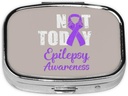 Inte idag Epilepsi Medvetenhet Ribbon Square Mini Pill Case Travel Medicine Organizer Portable Compartments Metal Pill Box