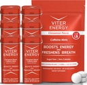 Viter Energy Original Caffeine Mints Cinnamon Flavor 6 Pack och 1/2 Pound Bulk Bag Bundle - 40mg Koffein, B Vitaminer, Sugar Free, Vegan, Kraftfull energi Booster för Fokus och Alertness