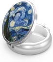 Pill Box 3 Compartment Small Pill Case,Portable for Pocket or Purse Pill Organizer Pill Container Holder to Hold Vitamins, Medication, Fish Oil and Supplements (Starry Night)