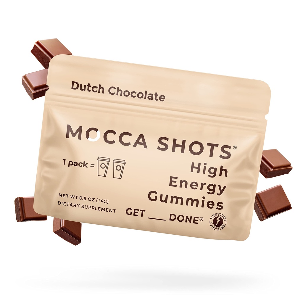SGC Seattle Gummy Company Caffeine Energy Gummies 12-Pack, holländska Chocolate Mocca Energy Chews, Nootropic, Vegan, Plant-Based, Gluten Free, 200mg Koffein