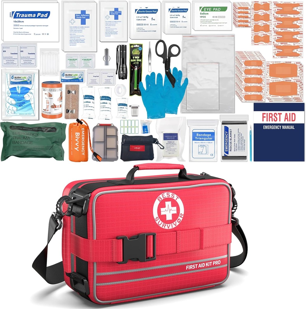 Omfattande första hjälpen Kits- Avancerade Trauma Kits med märkta avdelningar, stora nödsituationer Medicinska Kits för bil, hem, camping och utomhus nödsituationer -324Piece Set