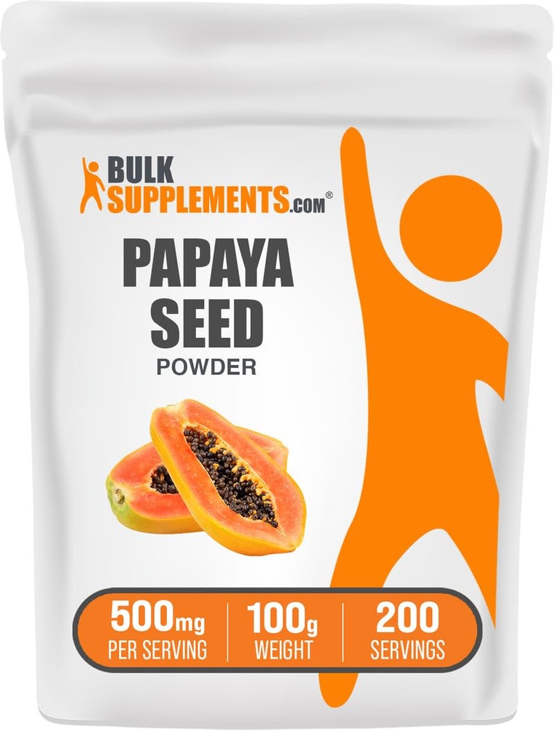 BulkSupplements.com Papaya Seed Powder - Carica Papaya Seed, Nutritional Supplement, för Digestive & Gut Support - Gluten Free, 500mg per Servering, 100g (3,5 oz) (Pack of 1)