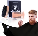 Skägg Grooming Kit för män 4 i 1. skäggborste och Comb Set med Messy Free Bib Apron, Mustache Scissors. Natural Brush och Dual Action Comb. Mäns Grooming. Gift för man,