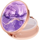 Rouidr Pill Box, 3 Compartment Medicine Pill Case, Small Metal Travel Medicine Box för Purse & Pocket, Rose Gold, lila Marble