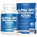 Alpha GPC-kolinkapslar - 120 greve, 600 mg portioner (Brain Support Aid som stöder fokus, minne, motivation och energi (Tredje part som testats, Vegan Safe Made i USA) Brain Support Supplement