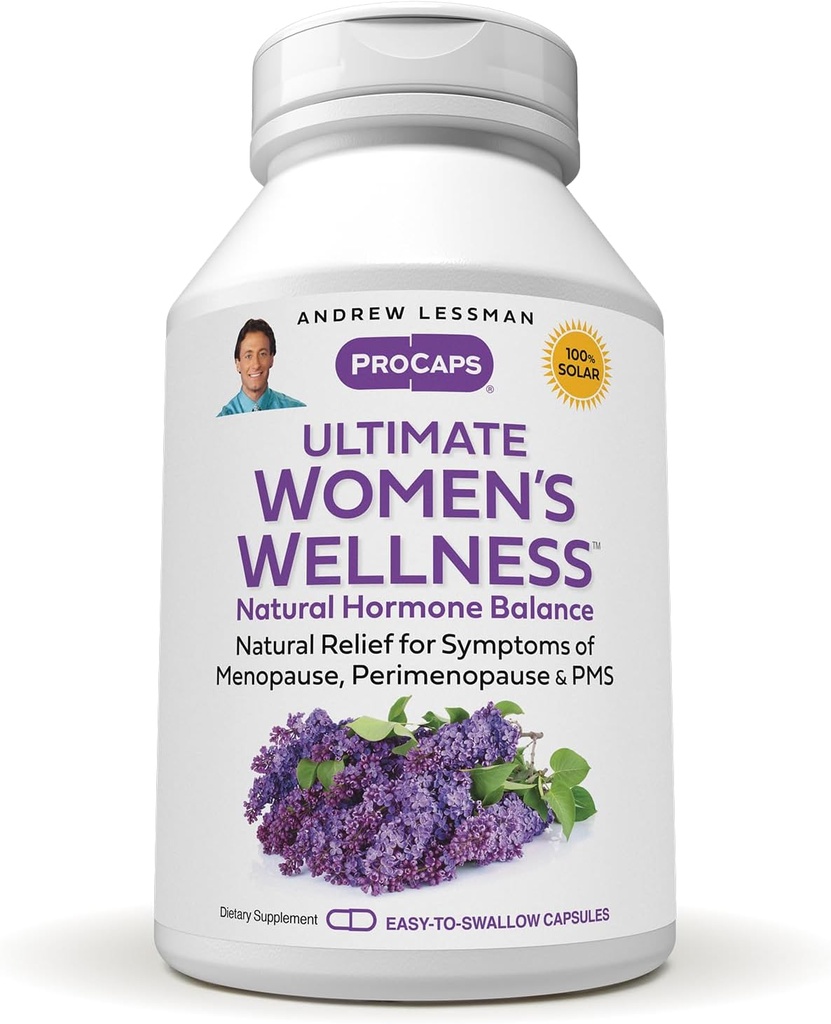 ANDREW LESSMAN Ultimate Women's Wellness 360 Capsules - Naturligtvis lindrar klimakteriet symtom, PMS, Perimenopause med Soy Isoflavones, EGCG, Cranberry, Indole-3-Carbinol. Lätt att svälja kapslar