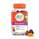 Align Dualbiotic, prebiotika och probiotika för kvinnor och män, probiotika för matsmältningshälsa, prebiotika hjälper näring bra bakterier, naturliga frukt smaker, 60 probiotiska gummies