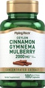 Piping Rock Ceylon Cinnamon Gymnema Mulberry Complex | 2000mg | 180 kapslar | Herbal Supplement | Koncentrerad extrakt | Non-GMO, Gluten Free