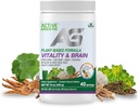 Vitalitet & hjärnpulver, blandning av synergistiska örter, Lion's Mane, Ginkgo och grönsaker, växtbaserad formel, inga fillers, ingen socker tillsatt - 40 portioner
