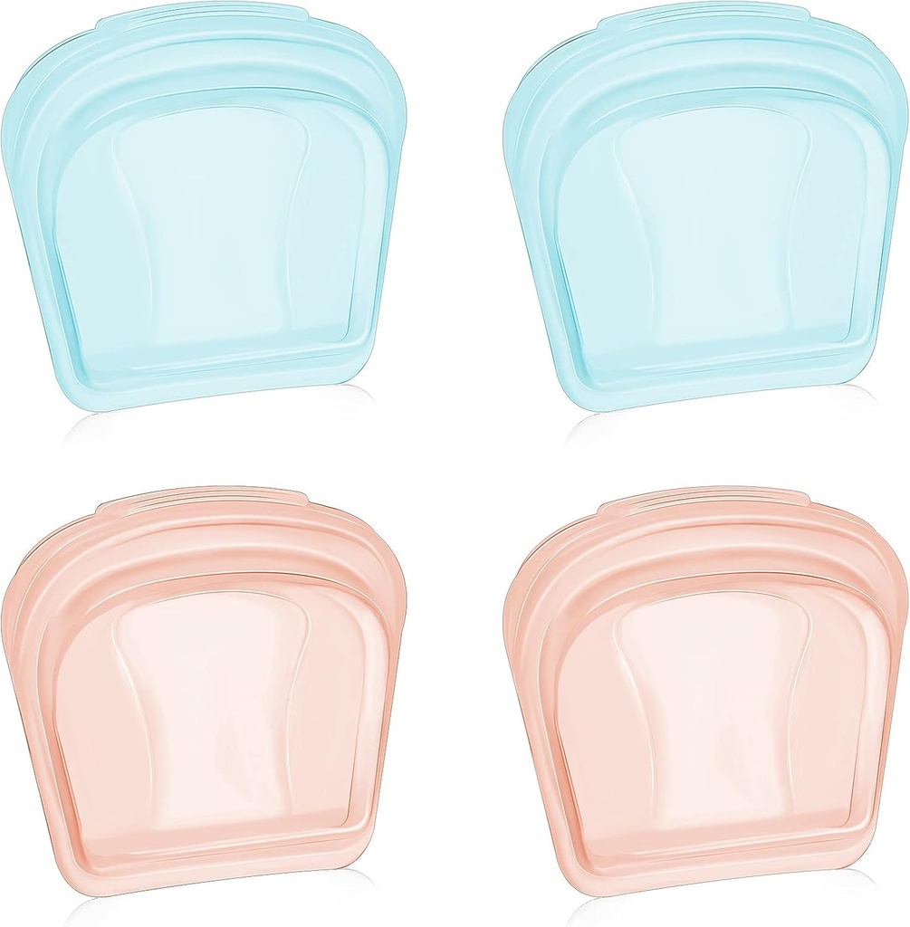 Nuenen 4 Pieces Small Portable Open Pill Pouch Silicone Medicine Pouch Bag Reusable Medicine Storage Pocket Clear Travel Pill Bag Resealable Organizer Pouches (Blue, Rose Gold)