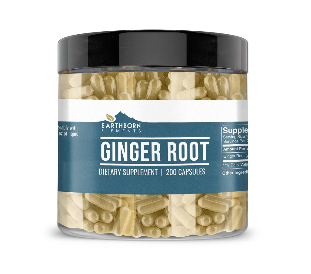 Earthborn Elements Ginger Root (200 kapslar) Pure & Undiluted, No Additives