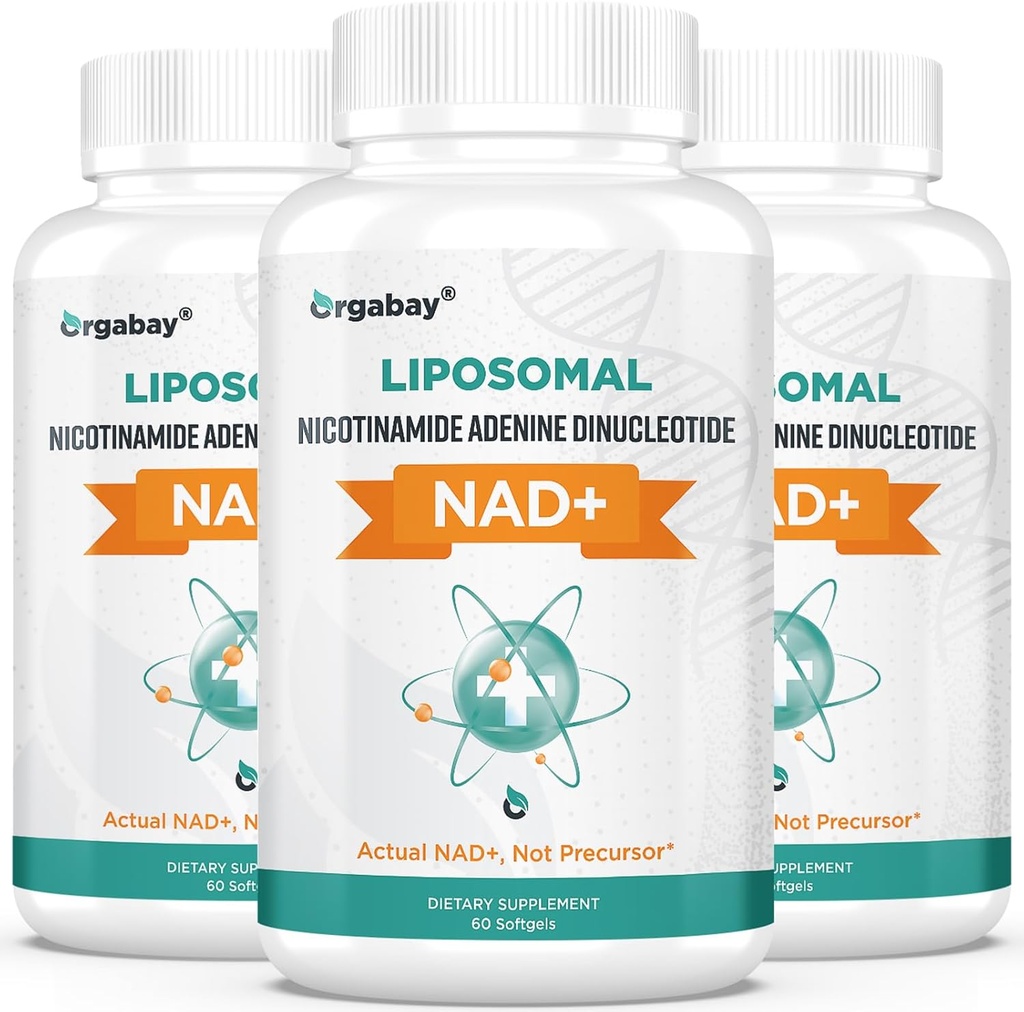 Orgabay Liposomal NAD+ Tillägg 500 mg, hög absorption, öka NAD + med TMG 250 mg, faktiskt NAD Plus mer effektiv än nikotinamid Riboside, stödja cellulär energi, hälsosam åldrande | 180 Softgels