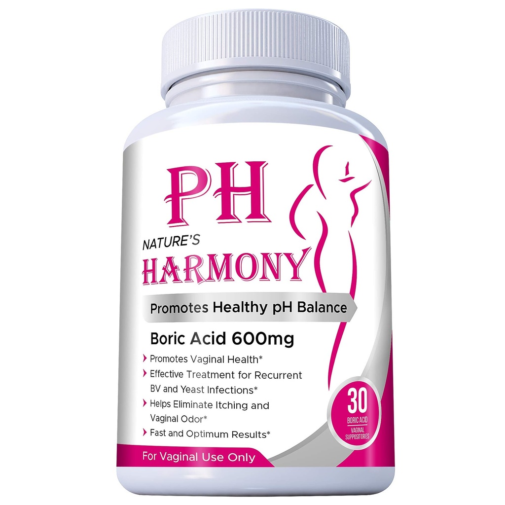 PURE PLANT HOME Boric Acid Suppositories Nature's Harmony 30 Count 600 mg 100% rengjord i USA