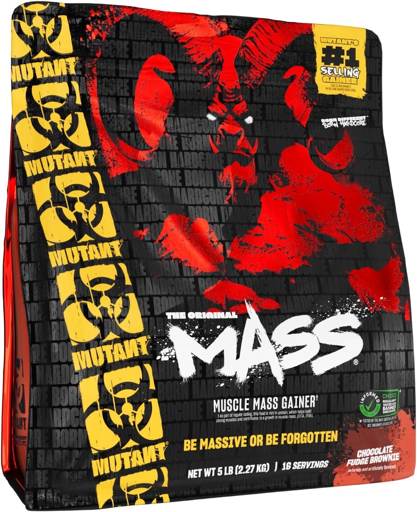 Mutant Mass Weight Gainer Protein Powder - High Calorie Protein för Lean Mass, Muscle Build, & Bulking - 5 Pound - Chocolate Fudge Brownie