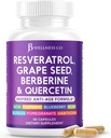 JB Wellness Resveratrol Grape Seed Extract, Berberine, Quercetin - Polyphenol Supplement för kvinnor och män med Noni Extract, N-Acetyl Cysteine, Acai Extract - 60 kapslar