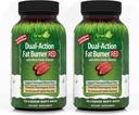 Irwin Naturals Dual-Action Fat Burner RED - 75 Liquid Soft-Gels, Pack of 2 - Kraftfull termogen med Nitric Oxide Booster - 50 Total Servings