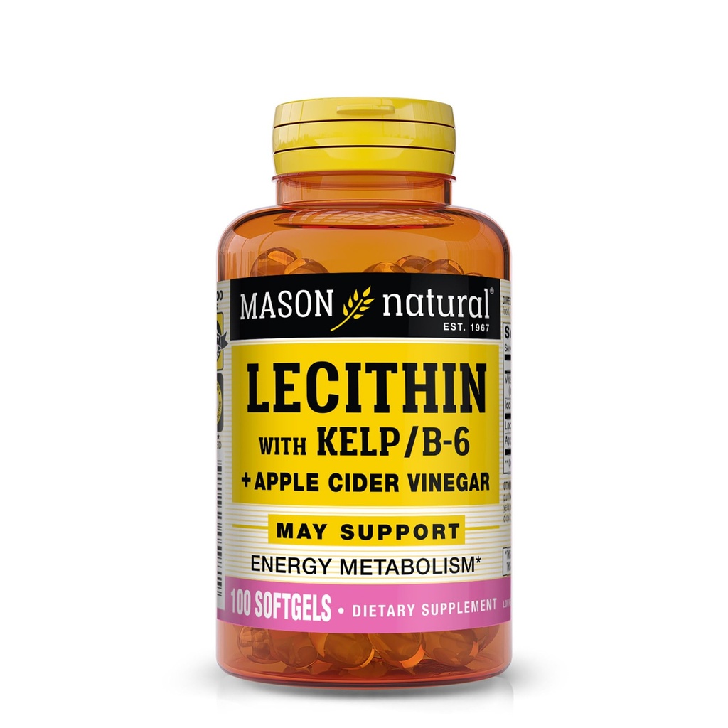 MASON NATURAL Lecithin med Kelp, Vitamin B6 & Apple Cider Vinegar, Dual Action Formel, 100 Softgels