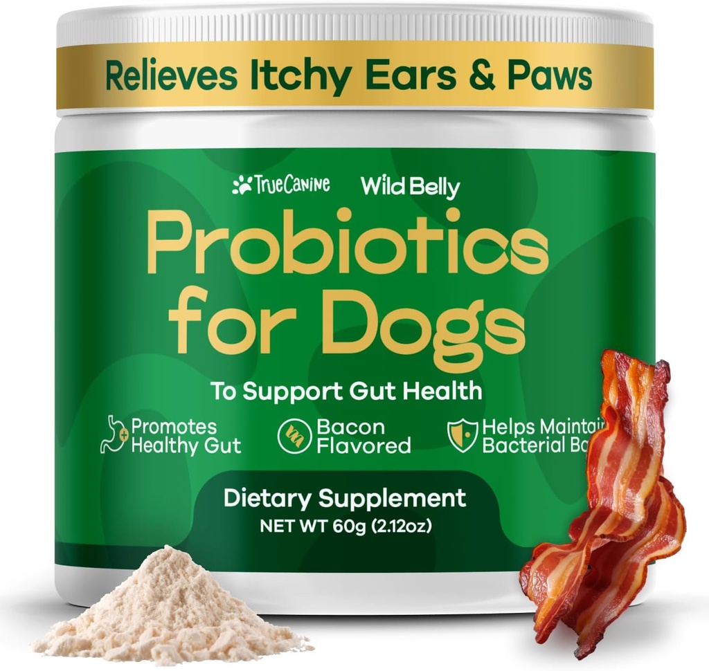 Dog Probiotics for Digestive Health - Probiotic for Dogs Gut Health & Allergy Relief - Probiotics for Dogs - Yeast, Itchy Skin och Itchy Ears - Powder Alternative to Pet Chews - TrueCanine Wild Belly