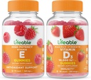 Livlig vitamin E + Vitamin D 10000 IE, Gummies Bundle - Great Tasting, Vitamin Supplement, Gluten Free, GMO Free, Chewable Gummy