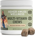 Asher House Wellness Dog Multivitamin Chews - Dog Vitaminer och tillskott, Soft Chew för Pet Dogs med probiotika, Flaxseed, Colostrum - Omfattande hälsostöd från valp till senior, 120 Chews