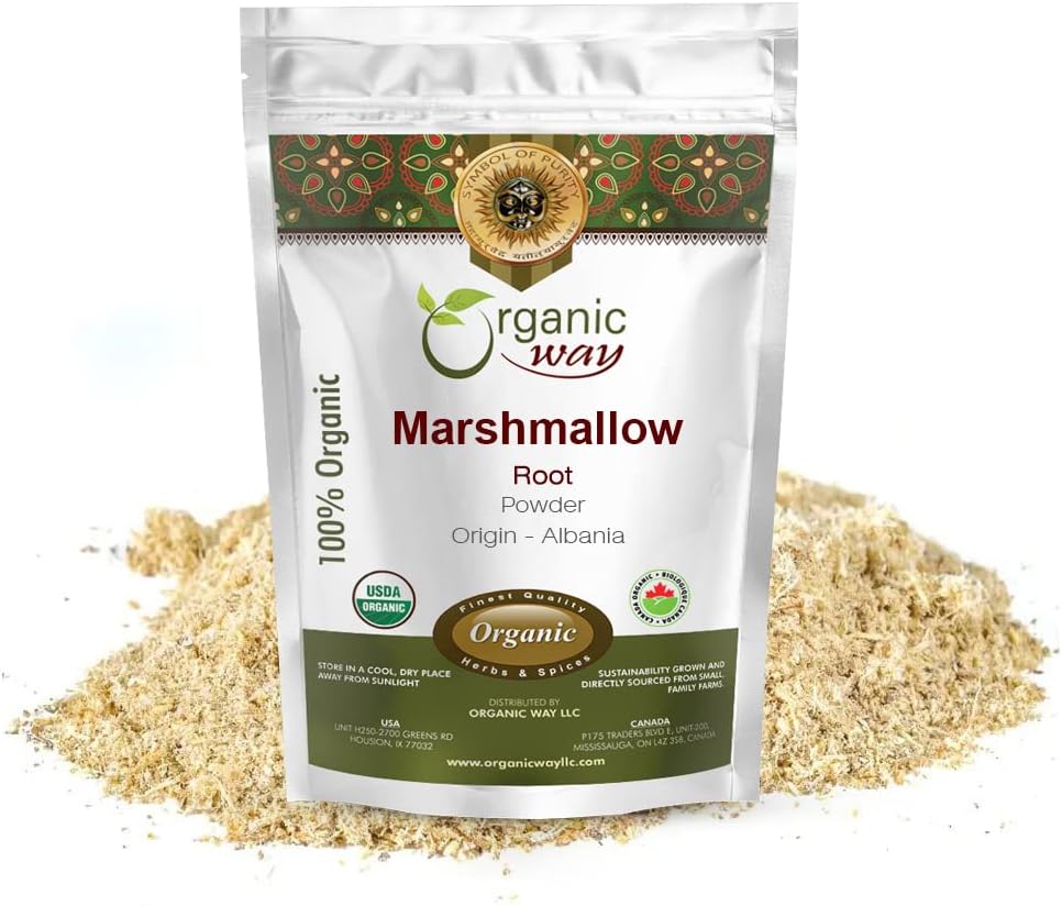 Organiskt sätt Marshmallow Root Powder (Althaea Officinalis) - Herbal Tea | European Wild-Harvest | Organic & Kosher Certified | Vegan, Non GMO & Gluten Free | USDA Certified | Origin - Albanien (2Oz.)