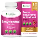 Rent Holistic Resveratrol 1450mg, 90 portioner, Trans-Resveratrol Antioxidant Supplement med vitamin C och Polyphenol Complex, 180 Vegan Capsules