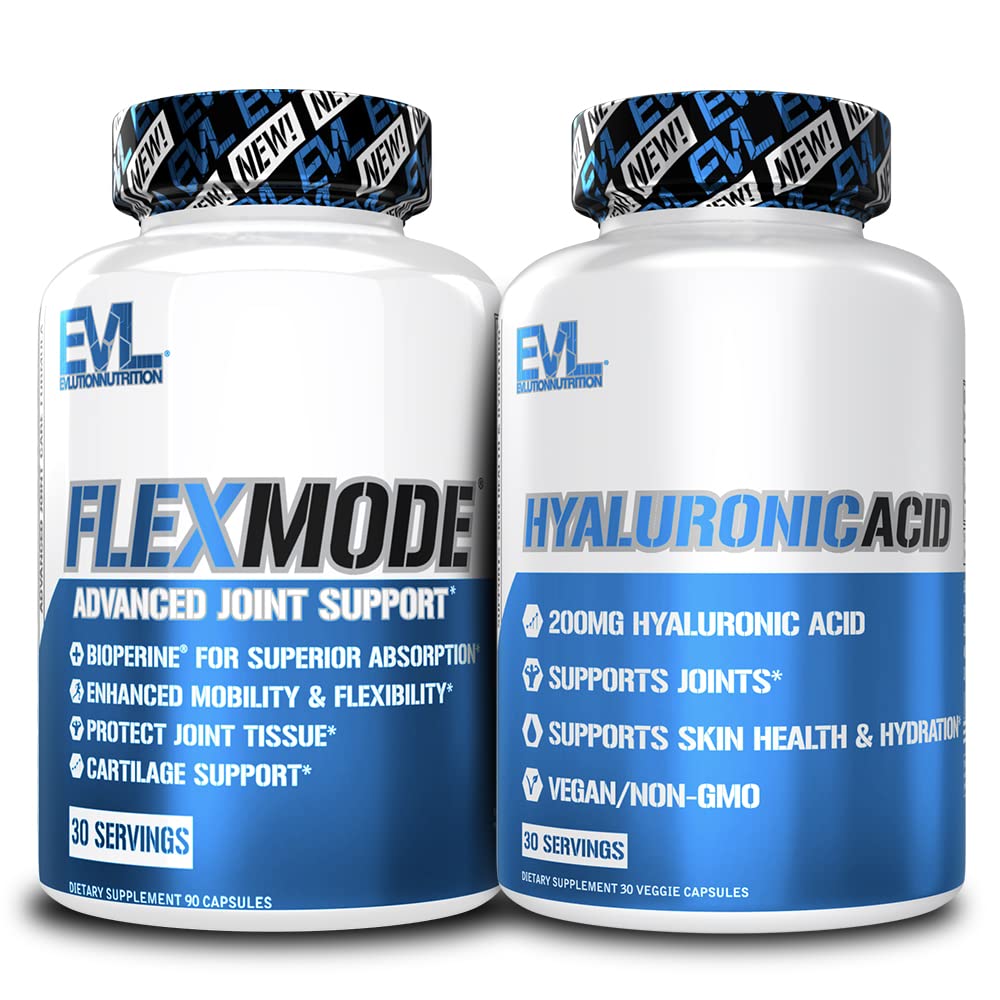 Avancerad Joint Support Supplement Bundle - Komplett Joint Support Stack med Hyaluronic Acid och FlexMode med gemensamma vitaminer Glukosamin Chondroitin MSM och BioPerine för förbättrad absorption