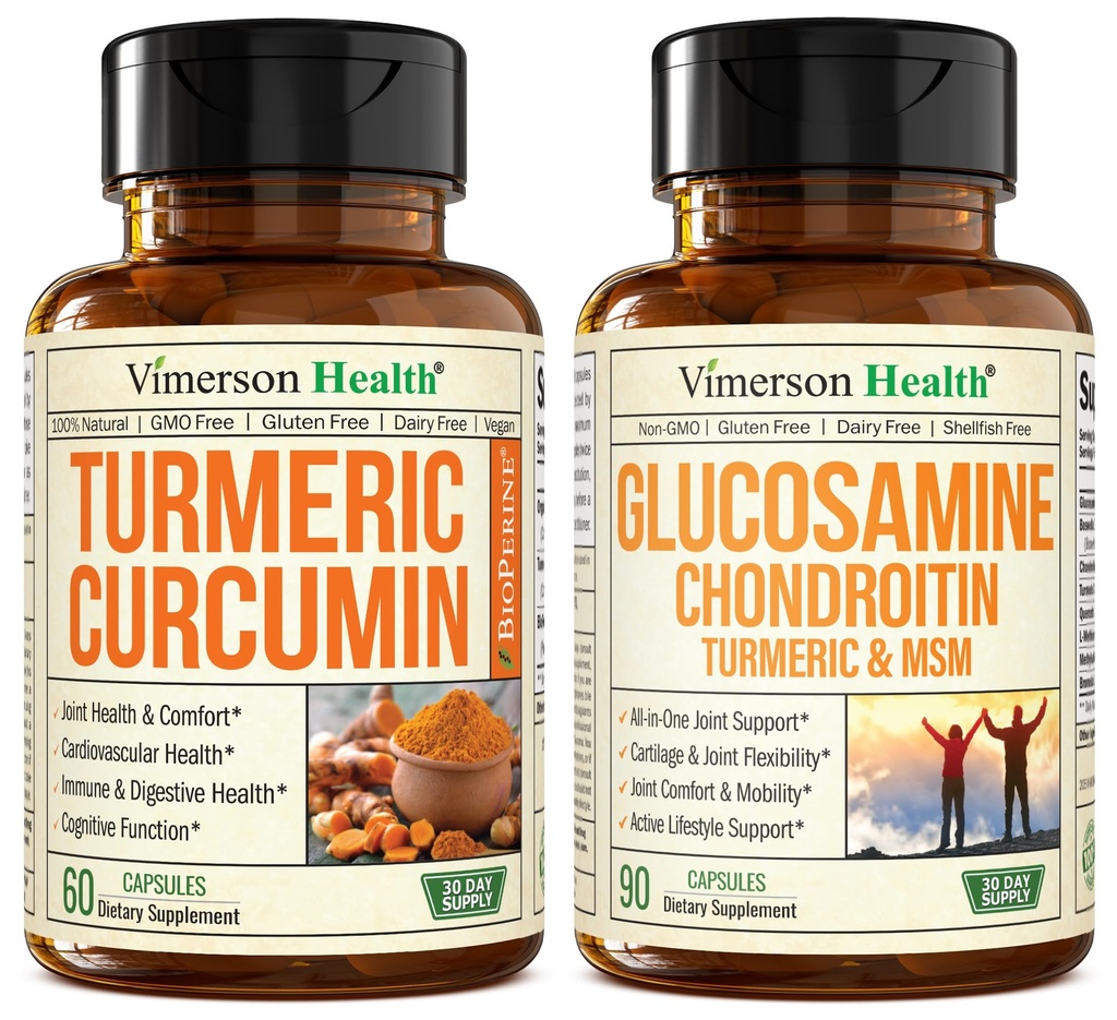 Gurkmeja Curcumin med Black Pepper Extract & Glucosamine Chondroitin MSM Joint Support Supplement