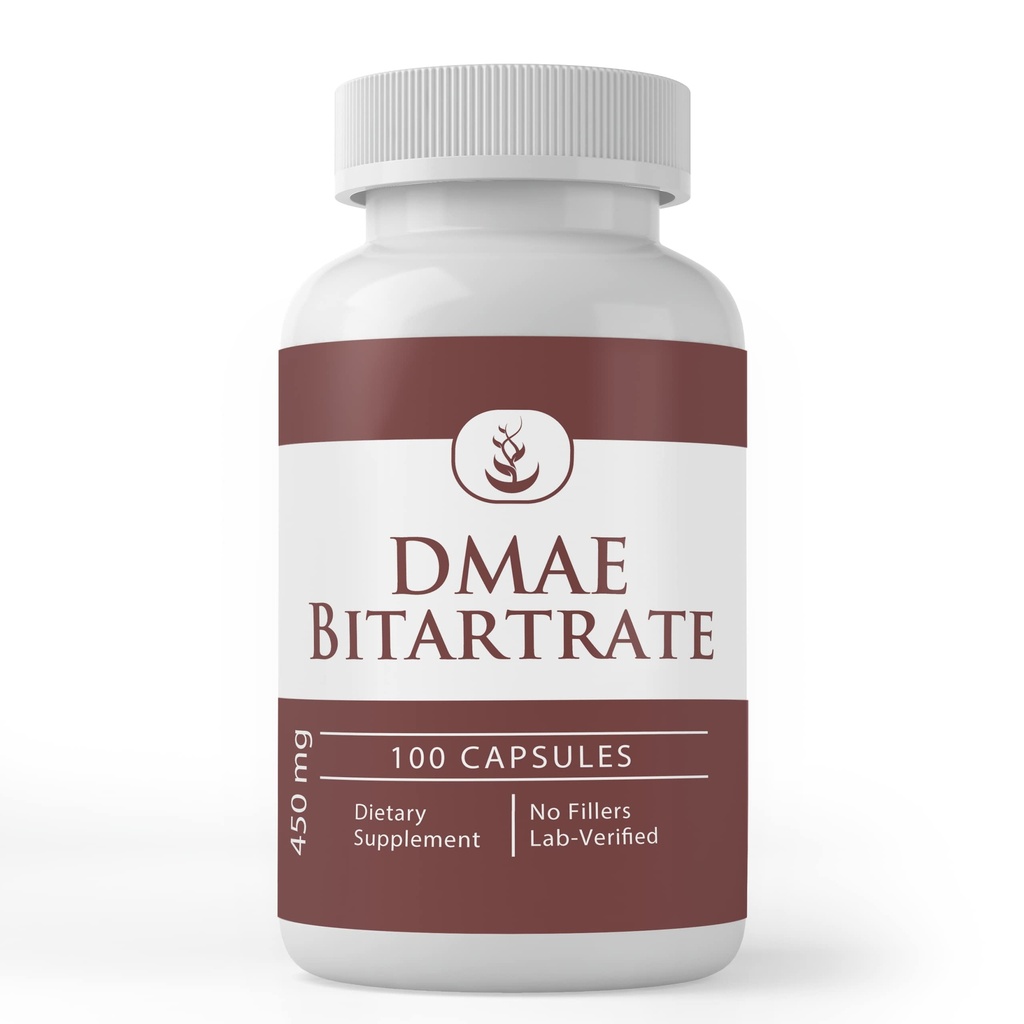Rena ursprungliga ingredienser DMAE Bitartrate (100 kapslar) Alltid rena, inga tillsatser eller fillers, Lab Verified