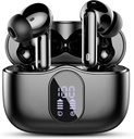Trådlösa öronproppar, Bluetooth 5.4-hörlurar Bass Stereo, Ear Buds med bulleravbrytande Mic LED-display, IP7 vattentät i öronhörlurar, 36H Playtime för Laptop Pad Phones Sports Workout, Black