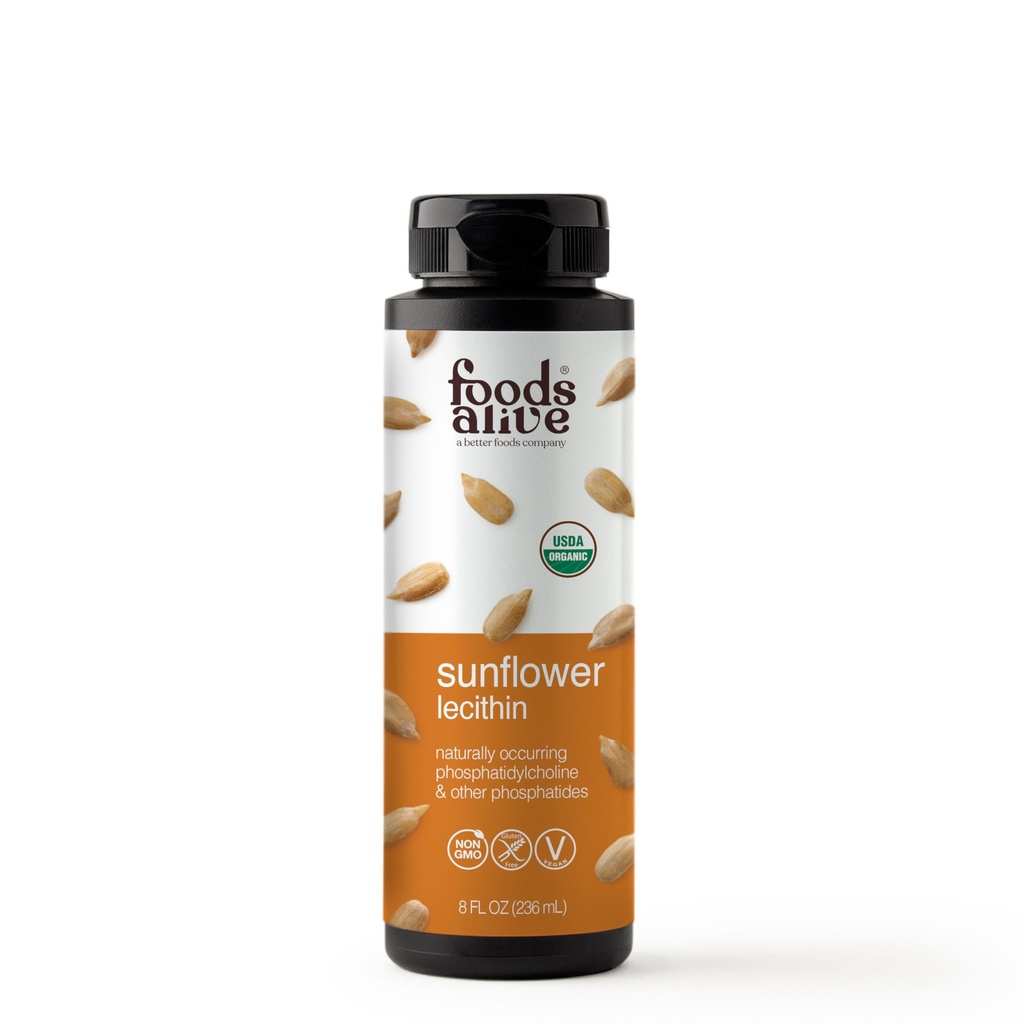 Mat Alive Organic Sunflower Lecithin Liquid, Cold-Pressed, Extra-Virgin, Unrefined, 8 Fl Oz (Pack av 1)