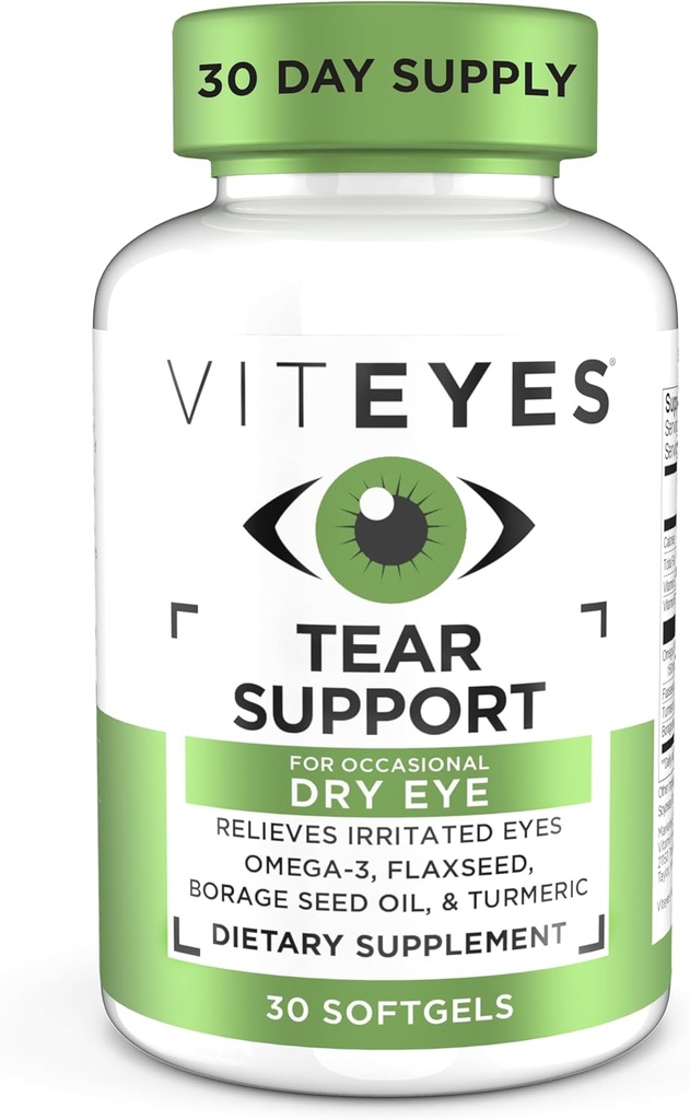 Viteyes Tear Support Eye Soothing Blend, Occasional Dry Eye Supplement, No Eye Drops, Redness Relief, Eye Vitamin, Allergy Support för Itchy Eyes, Omega-3 Fish Oil, 30 Softgels