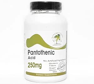 Pantothenic Acid 250mg - 200 kapslar - Inga tillsatser - Naturtitionstillägg