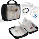 Travel Jewelry Organizer Case Transparent Jewelry Storage Book Binder Bag för örhängen, Rings, halsband, armband, svart