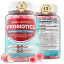 NEVISS Probiotic + Prebiotic Gummies for Adults & Kids 4+, Sugar Free Chewable 50 Billion CFUs w/Fiber, Vitamin B1 B2 D3 & Zink, för Digestive & Gut Health, Boost Microflora Diversity, 60 Cts