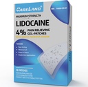 CARELAND 4% Lidocaine Patches 18 Pcs Vattentät Maximal Strength Back Pain Relief Products Patches med stark limgräns, för Neck Knee Nerve Shoulder Pain Relief Muscle Relaxer, Super Sticky