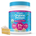 Orgain Organic Vegan Protein Powder, födelsedagstårta - 21g Plant Based Protein, 7g Prebiotic Fiber, Low Net Carb, No Lactose Ingredients, No Added Sugar, Non-GMO, för Shakes & Smoothies, 1,02 lb
