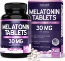 Melatonin 30mg tabletter för vuxna (240 tabletter) - Snabbupplöst tablett med 30 mg Melatonin Per tablett - Glutenfri, icke-GMO, 100% vegetarisk och stor smak - Mixed Berry Flavor - Tillverkad i USA