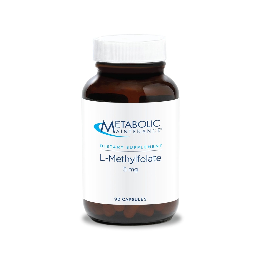 Metabolisk underhåll L-Methylfolat 5 mg - Stöder en hälsosam tankegång - Aktiv folat för metyleringsstöd och biokemiska reaktioner - Mycket biotillgänglig - 90 portioner - 90 kapslar