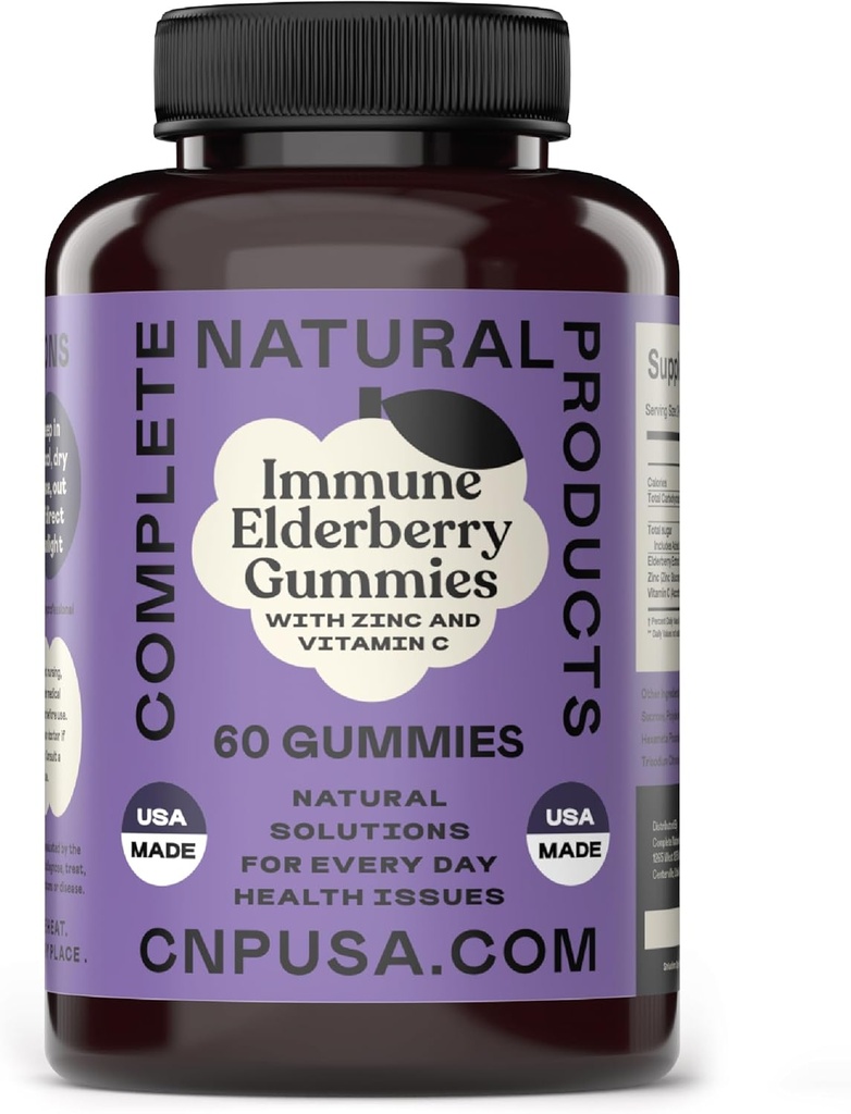 Elderberry Gummies - 60 greve naturligt med Zink, Vitamin C, & Elderberry (Sambucas)