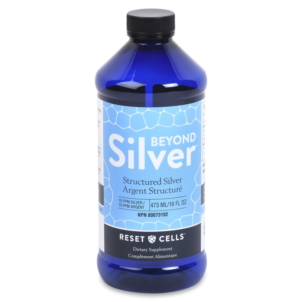 Bortom Silver Strukturerad Silverlösning - 15ppm - 16oz - Rent kolloidalt silverflytande för immunstöd - Alkaliskt Silver Vatten Kosttillskott