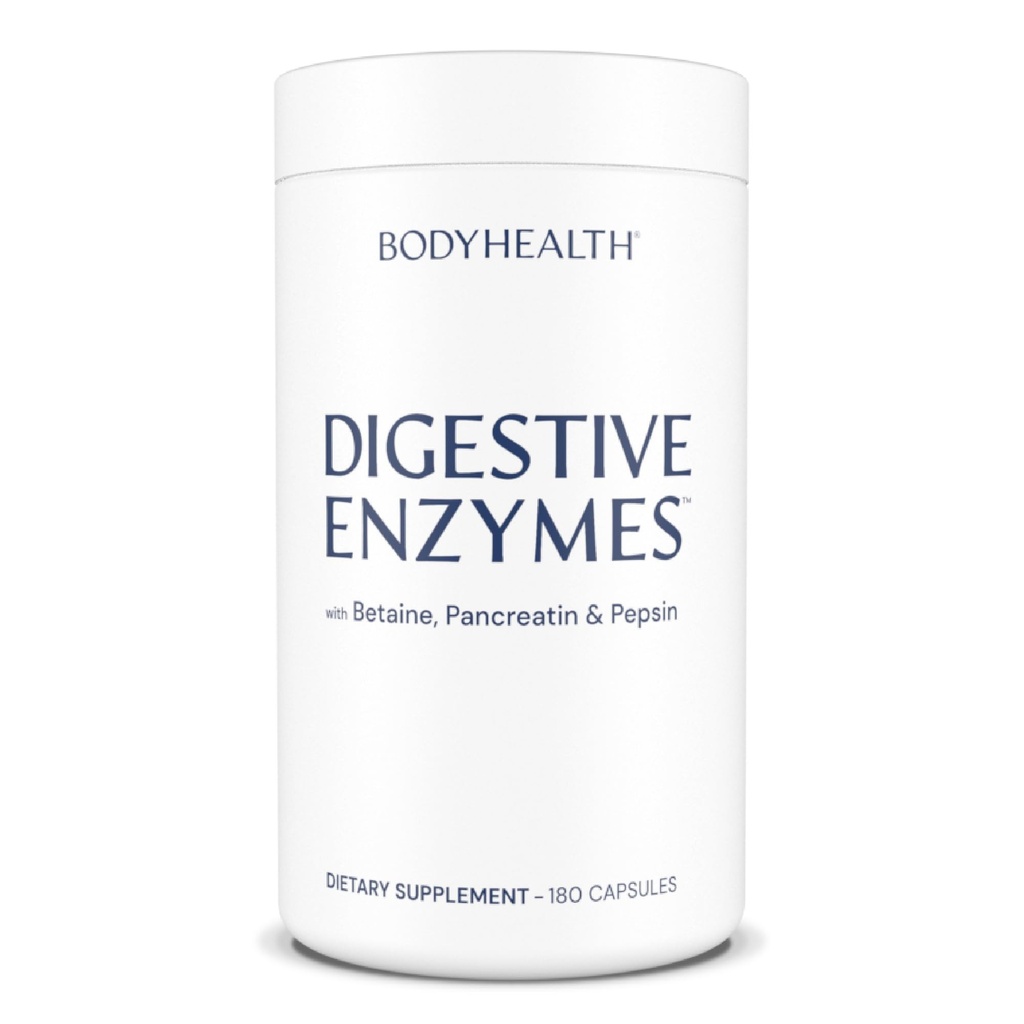 BodyHealth Digestive Enzymes Full Spectrum Digestive Support (180 caps), Betaine, Pepsin, Pancreatin BPP Loaded med enzymer och probiotika, lättnad för mage uppblåsthet, Heartburn, Gas, förstoppning
