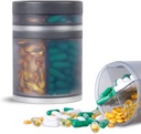 Extra stort tillskott organisatör och bärbar piller fall med 8 kompartment dubbla lager medicin dispenser månatliga vitaminer organisatörer piller flaska, gray